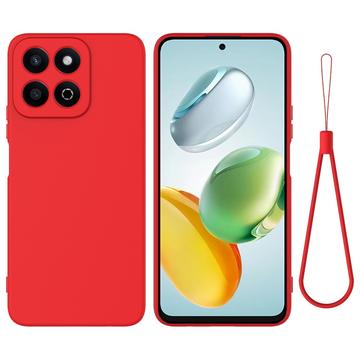 Honor 200 Smart/X7c Nestemäinen silikonikotelo käsihihnalla - punainen