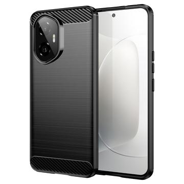 Honor 300 Harjattu TPU Suojakuori - Hiilikuitu - Musta