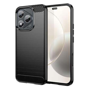 Honor 400 Lite/X70i Harjattu TPU Suojakuori - Hiilikuitu - Musta