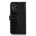 Honor 400 Lite Crocodile Lompakkomallinen Nahkakotelo kanssa RFID - Musta