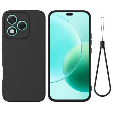 Honor 400 Lite Nestemäinen silikonikotelo käsihihnalla - Musta