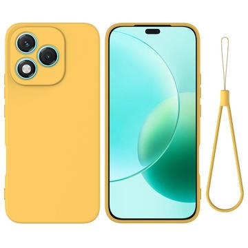 Honor 400 Lite Nestemäinen silikonikotelo käsihihnalla - keltainen