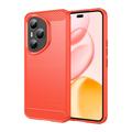 Honor 400 Pro Harjattu TPU Suojakuori - Hiilikuitu - punainen
