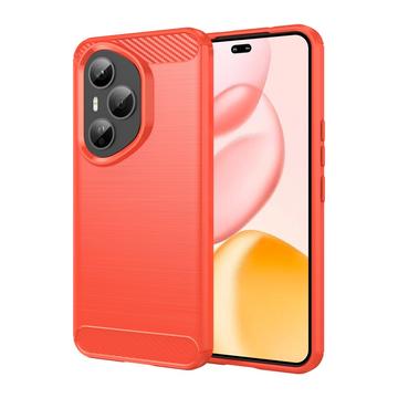 Honor 400 Pro Harjattu TPU Suojakuori - Hiilikuitu - punainen