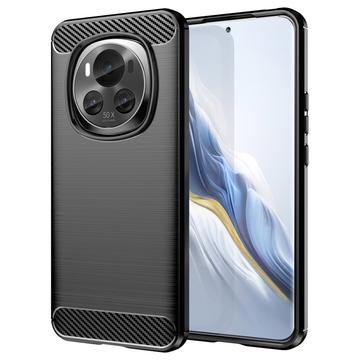 Honor Magic6 Harjattu TPU Suojakuori - Hiilikuitu - Musta