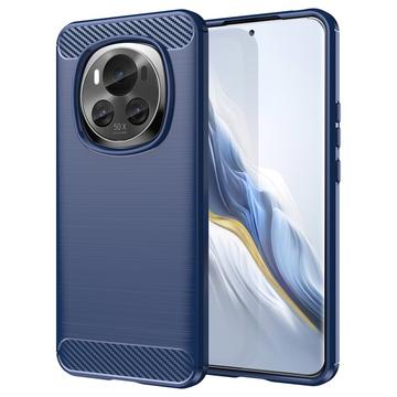 Honor Magic6 Harjattu TPU Suojakuori - Hiilikuitu - Sininen