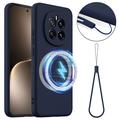 Honor Magic7 Nestemäinen Silikoni Suojakuori - MagSafe-yhteensopiva - Tummansininen