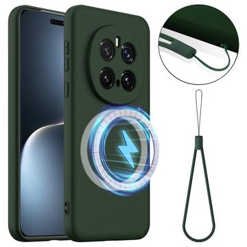 Honor Magic7 Pro Nestemäinen Silikoni Suojakuori - MagSafe-yhteensopiva - Tummanvihreä