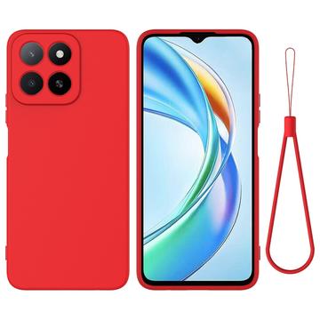 Honor X5b/X5b Plus Nestemäinen silikonikotelo käsihihnalla - punainen