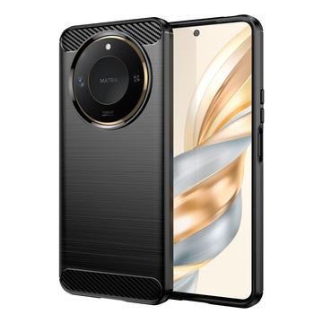 Honor X60 Harjattu TPU Suojakuori - Hiilikuitu - Musta