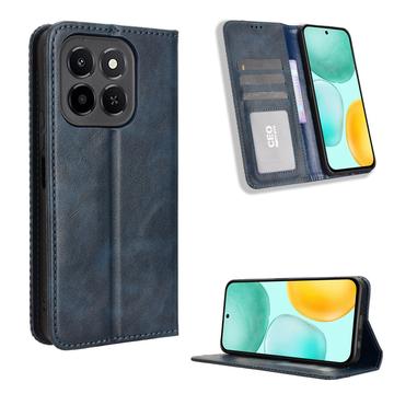Honor X6c Retro Lompakkokotelo Magneettisella Sulkijalla - Sininen