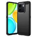 Honor X6e Harjattu TPU Suojakuori - Hiilikuitu - Musta