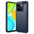Honor X6e Harjattu TPU Suojakuori - Hiilikuitu - sininen