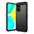 Honor X7e Harjattu TPU Suojakuori - Hiilikuitu - Musta