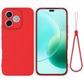 Honor X80i/600 Lite/500 Smart Nestemäinen silikonikotelo käsihihnalla - Punainen