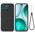 Honor X8c Nestemäinen silikonikotelo käsihihnalla - Musta