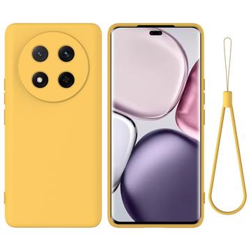 Honor X60 Pro/X9c/Magic7 Lite Nestemäinen silikonikotelo käsihihnalla - keltainen