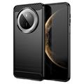 Huawei Mate 70 Harjattu TPU Suojakuori - Hiilikuitu - Musta