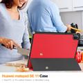 Huawei MatePad SE 11 Tri-Fold Sarjan Smart Lompakkokotelo - Punainen