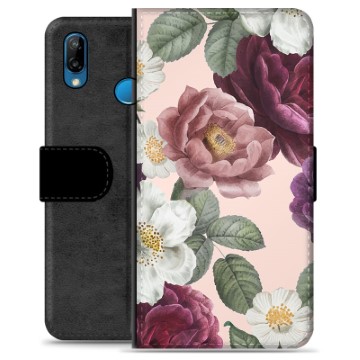 Huawei P20 Lite Premium Lompakkokotelo - Romanttiset Kukat