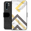 Huawei P30 Pro Premium Lompakkokotelo - Abstraktin Marmori