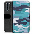 Huawei P30 Pro Premium Lompakkokotelo - Sininen Maastokuviointi