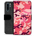 Huawei P30 Pro Premium Lompakkokotelo - Pinkki Maastokuviointi