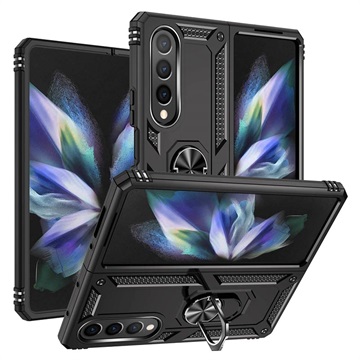 Samsung Galaxy Z Fold4 Hybridikotelo Jalustalla Metallinen - Musta