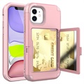 iPhone 12 Mini Hybridikotelo - Piilotettu Peili ja Korttipaikka - Pinkki