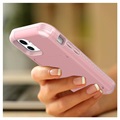iPhone 12 Mini Hybridikotelo - Piilotettu Peili ja Korttipaikka - Pinkki