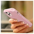 iPhone 12 Pro Max Hybridikotelo - Piilotettu Peili ja Korttipaikka - Pinkki