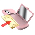 iPhone 12/12 Pro Hybridikotelo - Piilotettu Peili ja Korttipaikka - Pinkki