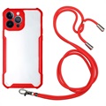 iPhone 13 Pro Max Hybridikotelo Rannehihnalla - Punainen