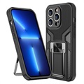 iPhone 14 Pro Max Hybridikotelo Jalustalla Metallinen - Musta