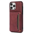 iPhone 14 Pro Hybridikotelo Lompakolla - Viininpunainen
