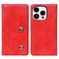 Idewei iPhone 14 Pro Retro Lompakkokotelo - Punainen