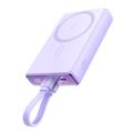 JOYROOM JR-PBM01 PD 20W 10000mAh Puhelin Power Bank Magneettinen langaton laturi sisäänrakennetulla kaapelilla / potkulaite - violetti
