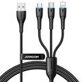 JOYROOM SA33-1T3 Starry Series 1.2m 3-in-1 datakaapeli USB-A - IP+Type-C+Micro 3.5A latauskaapeli