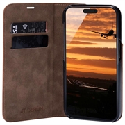 iPhone 15 Pro Max JT Berlin BookCase Tegel Läppänahkakotelo - Konjakki