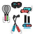 JYS JYS-NS215 10-in-1 Motion Control Grips Holder Golf Clubs Wrist Dance Band Handle Leg Strap Tennis Racket Game Accessories Set for Nintendo Switch