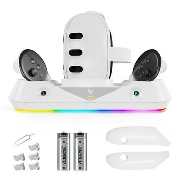 JYS MQ001 Oculus / Meta Quest 3 magneettiselle latausdockille RGB Light VR Headset Display Stand VR-tarvikkeet VR-tarvikkeet (Avoin pakkaus - Bulkki Tyydyttävä)