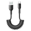 Joyroom 3A Easy-Travel kierretty pikalatauskaapeli USB-A:sta USB-C:hen - 1.5m - musta