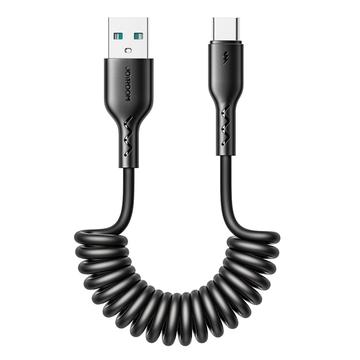 Joyroom 3A Easy-Travel kierretty pikalatauskaapeli USB-A:sta USB-C:hen - 1.5m - musta