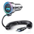 Joyroom JR-CL07 3-in-1 langallinen nopea autolaturi 72W - USB-C, USB-A - musta