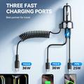 Joyroom JR-CL07 3-in-1 langallinen nopea autolaturi 72W - USB-C, USB-A - musta
