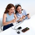 Joyroom JR-PC1 10000mAh:n varavirtalaturi, jossa on sisäänrakennetut USB-C- ja Lightning-kaapelit - musta
