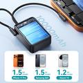 Joyroom JR-PC1 10000mAh:n varavirtalaturi, jossa on sisäänrakennetut USB-C- ja Lightning-kaapelit - musta
