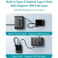 Joyroom JR-PC1 10000mAh:n varavirtalaturi, jossa on sisäänrakennetut USB-C- ja Lightning-kaapelit - musta
