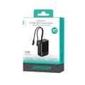 Joyroom JR-PC1 10000mAh:n varavirtalaturi, jossa on sisäänrakennetut USB-C- ja Lightning-kaapelit - musta