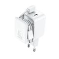 Joyroom JR-TCL05 45W GaN-seinälaturi kahdella USB-C-portilla ja kaapelin järjestäjällä - Valkoinen